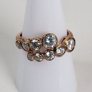 MEDA Rose Gold Vermeil 925 Sterling Silver Bubble Cluster Ring CZ Size 8.75